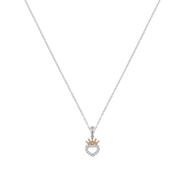 Disney Sterling Silver 18ct Gold Plated CZ Heart Crown Necklace - F67123