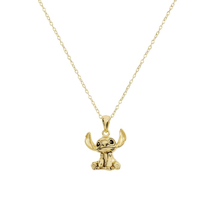 Disney Sterling Silver Lilo And Stitch Gold Plated Necklace - F67127