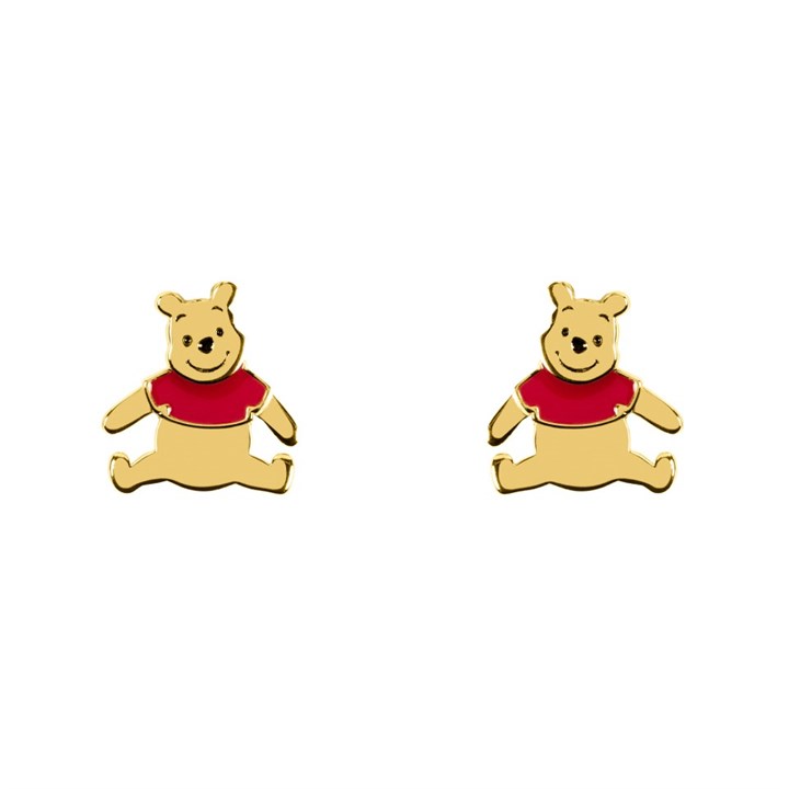 Disney Sterling Silver Winnie The Pooh Gold Plated Earrings - F67134