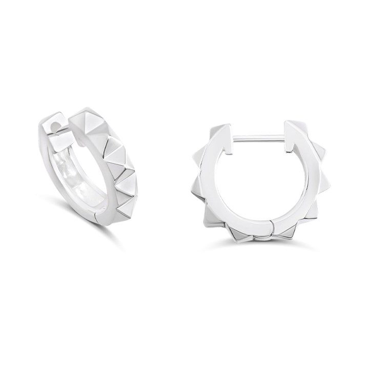 Elements Silver Pyramid Texture Hoop Earrings E6336 - F68101