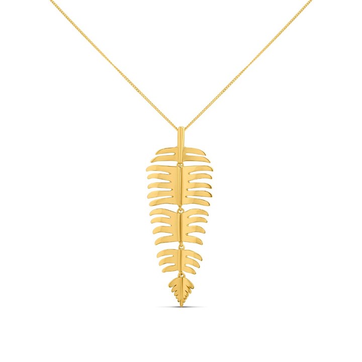 Elements Silver Gold Plated Palm Leaf Pendant P5046 - F68105