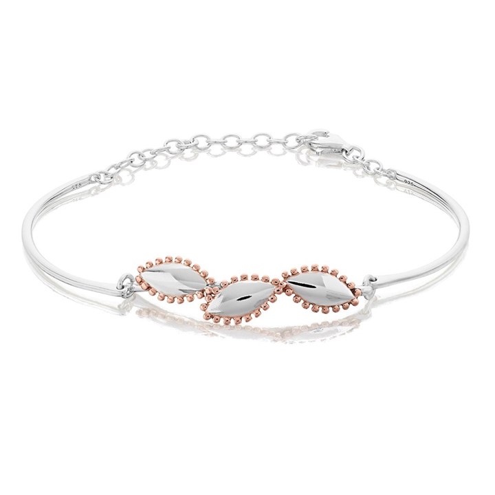 Elements Silver And Rose Gold Plated Marquise Bangle - F6812