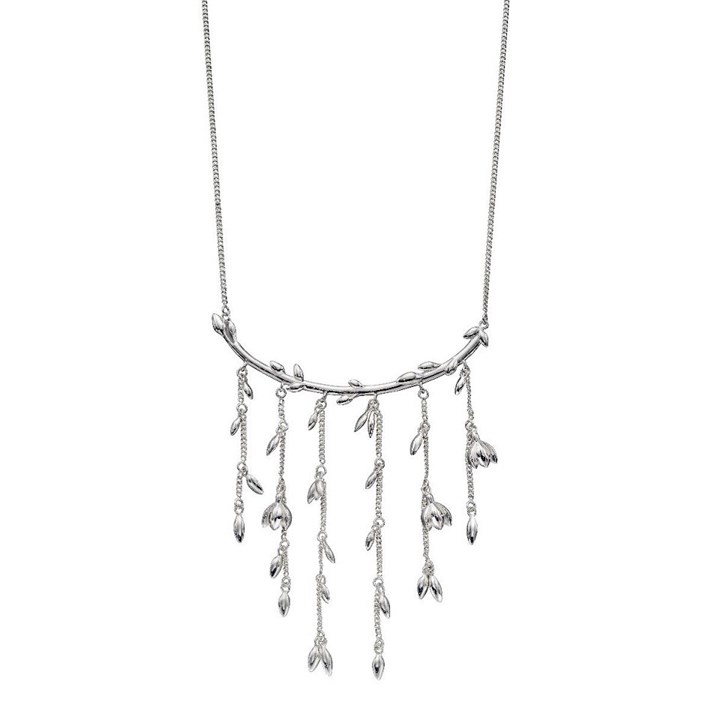 Elements Silver Multi Drop Flowers Necklace - F6872