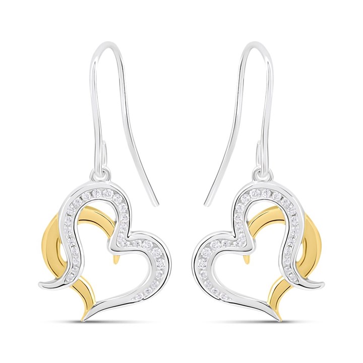 Elements Silver GP CZ Organic Heart Earrings E6097C - F6897