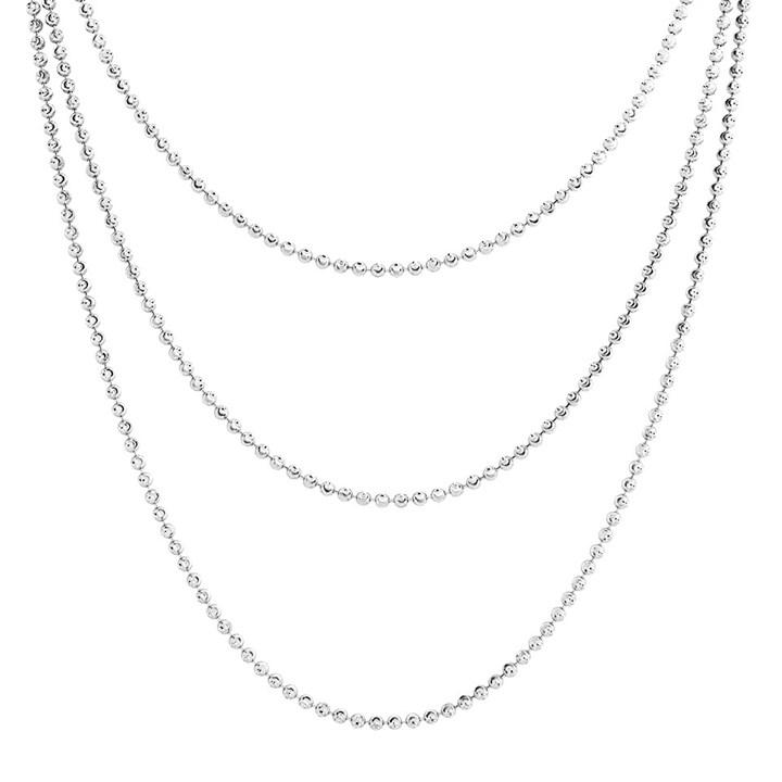 Silver Three Stranded Beaded Necklace - F8815