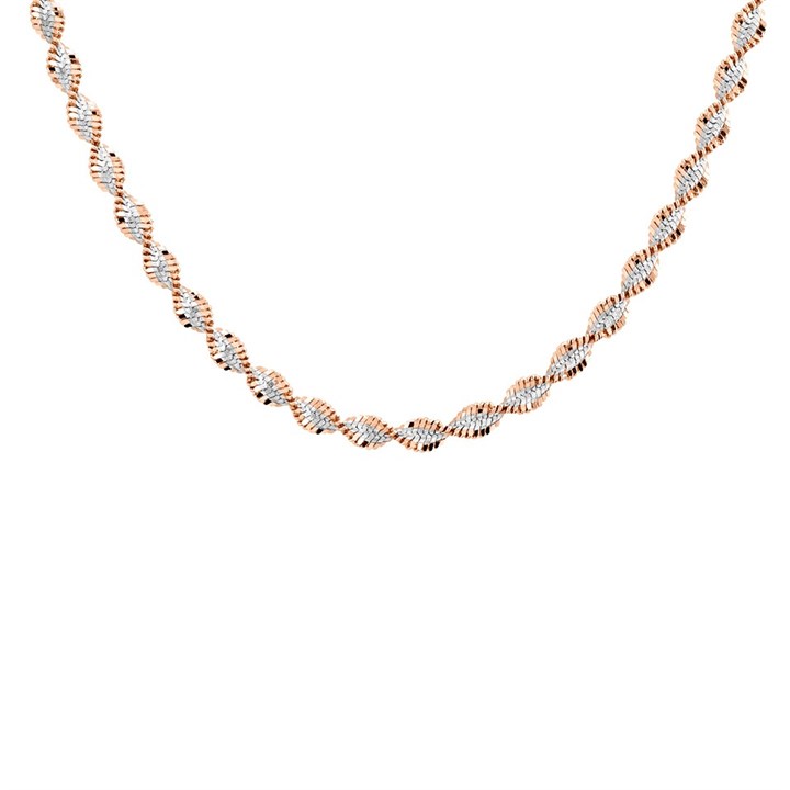 Silver And Rose Gold Plated Twisted Rope Chain - 18in - F8818