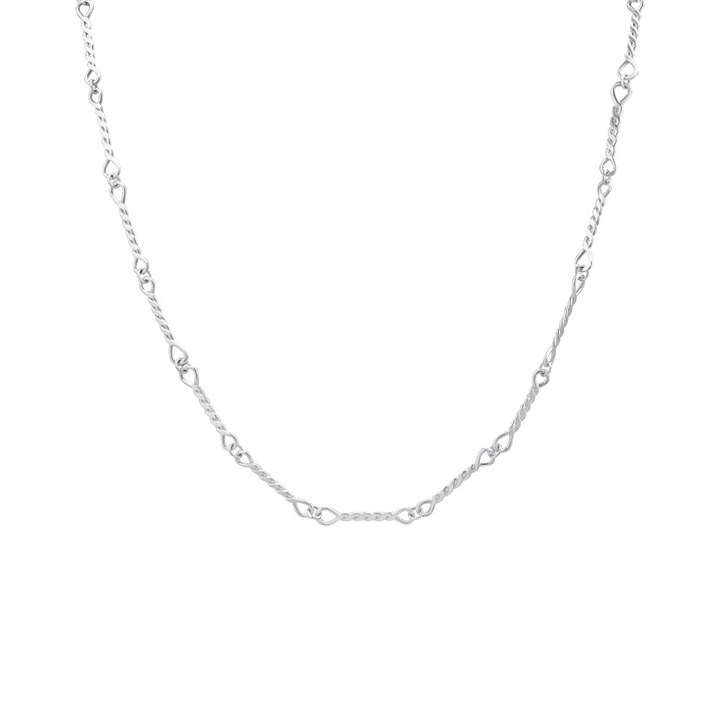 Silver Twisted Link Chain Necklace - F8819