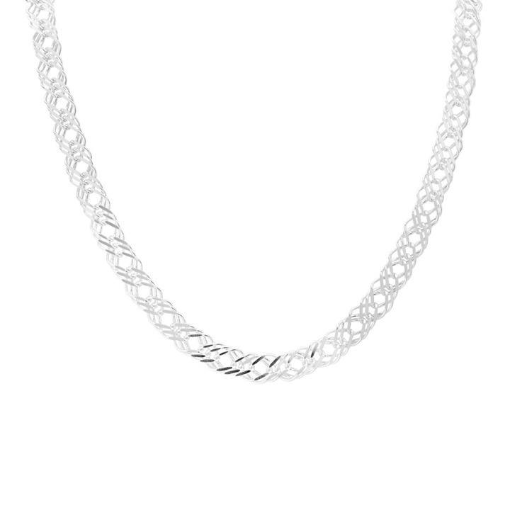 Silver 6mm Wide Double Curb Chain - 18in - F9116