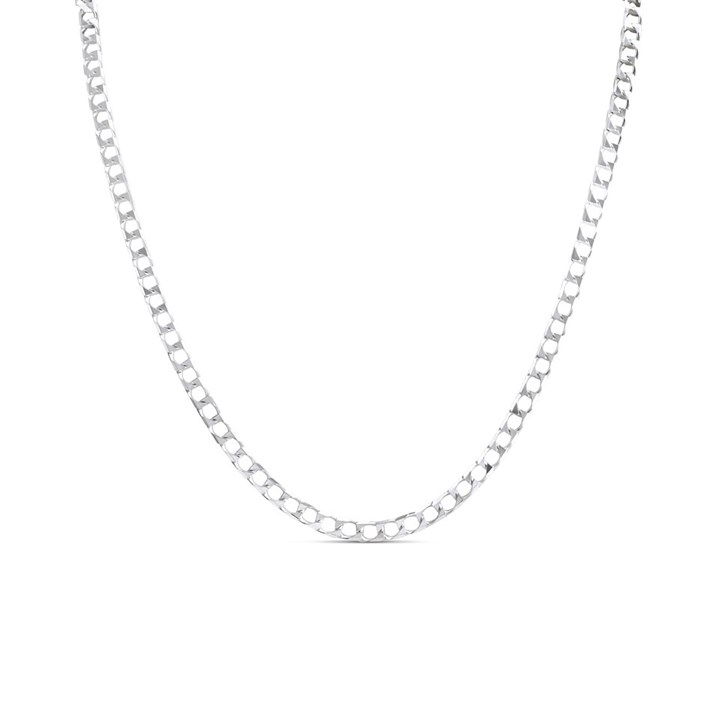 Silver 4mm Wide Diamond Cut Curb Chain - 20in - F9129