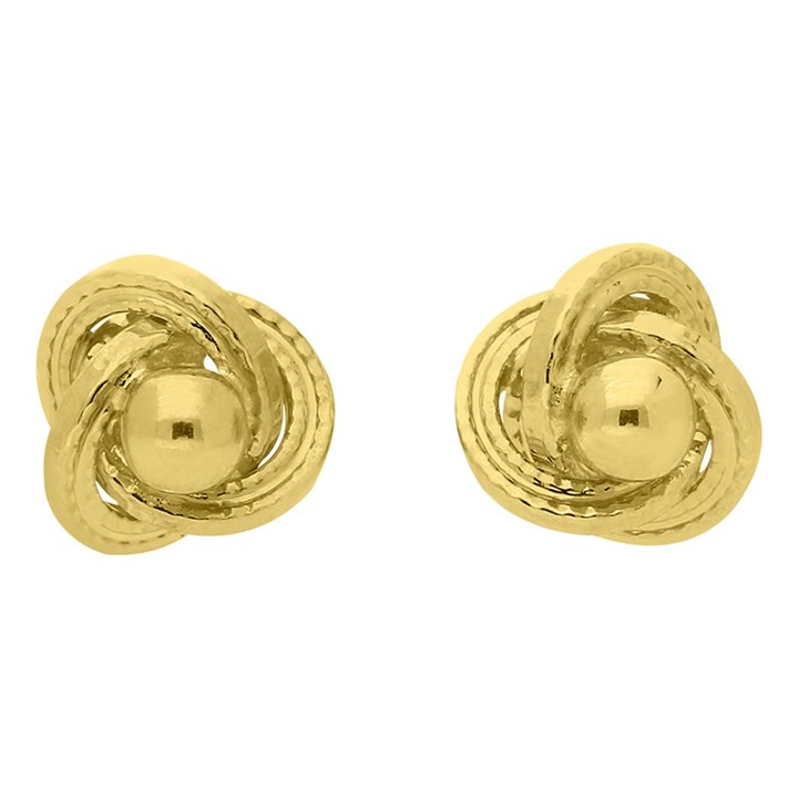 9ct Gold Three Strand Knot Stud Earrings - 9mm - G01109