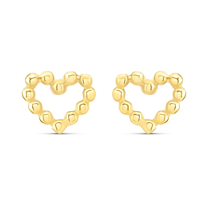 9ct Gold Heart Stud Earrings - G0291