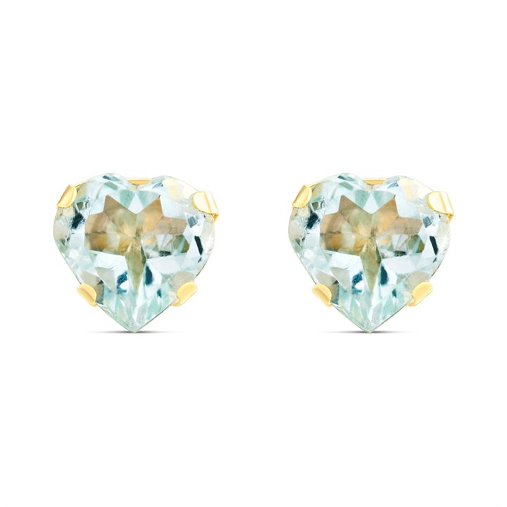 9ct Gold Blue Topaz Heart Stud Earrings - 5mm - G04105
