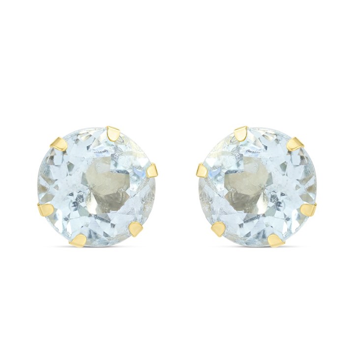 9ct Gold Blue Topaz Stud Earrings - 6mm - G04107