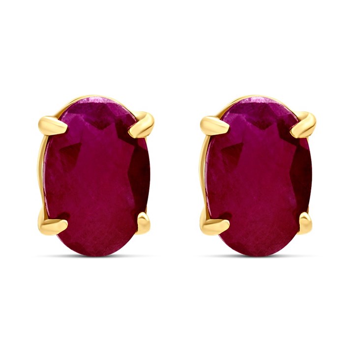 9ct Gold Ruby Stud Earrings - 6mm - G04125