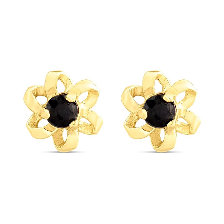 9ct Gold Sapphire Flower Stud Earrings - 6mm - G04135