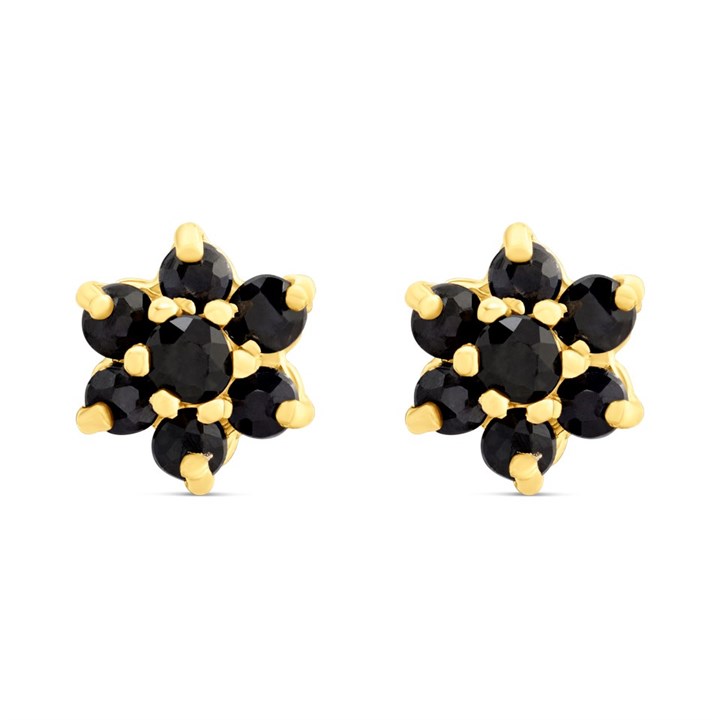 9ct Gold Sapphire Cluster Stud Earrings - 6mm - G04141