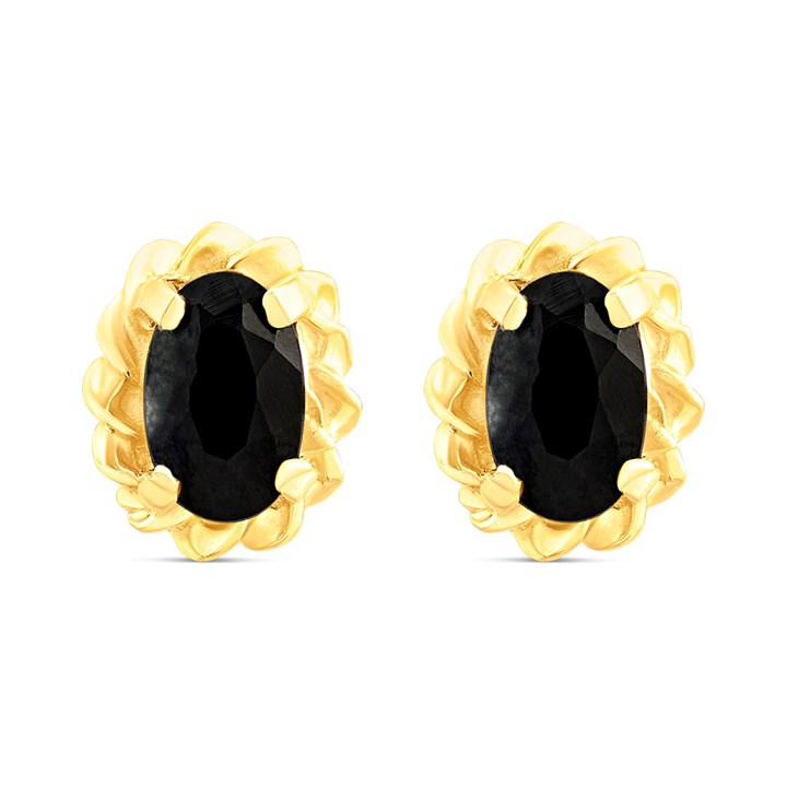9ct Gold Sapphire Stud Earrings - 6mm - G04142