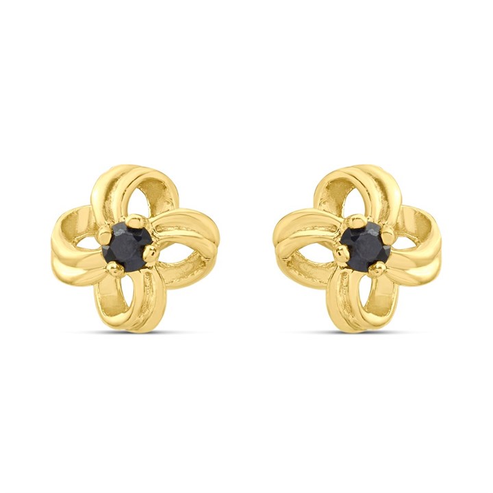 9ct Gold Sapphire Flower Earrings - G04143