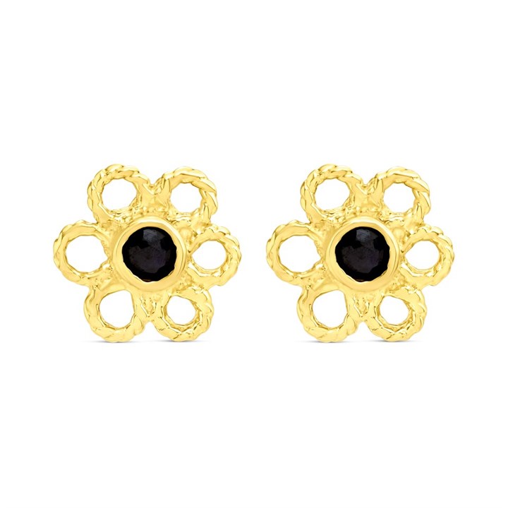 9ct Gold Sapphire Daisy Stud Earrings - 8mm - G04144