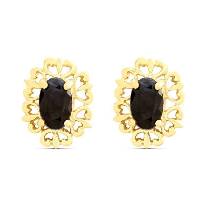9ct Gold Sapphire Stud Earrings - 8mm - G04145