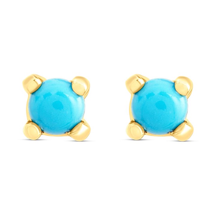 9ct Gold Turquoise Stud Earrings - 3mm - G04146