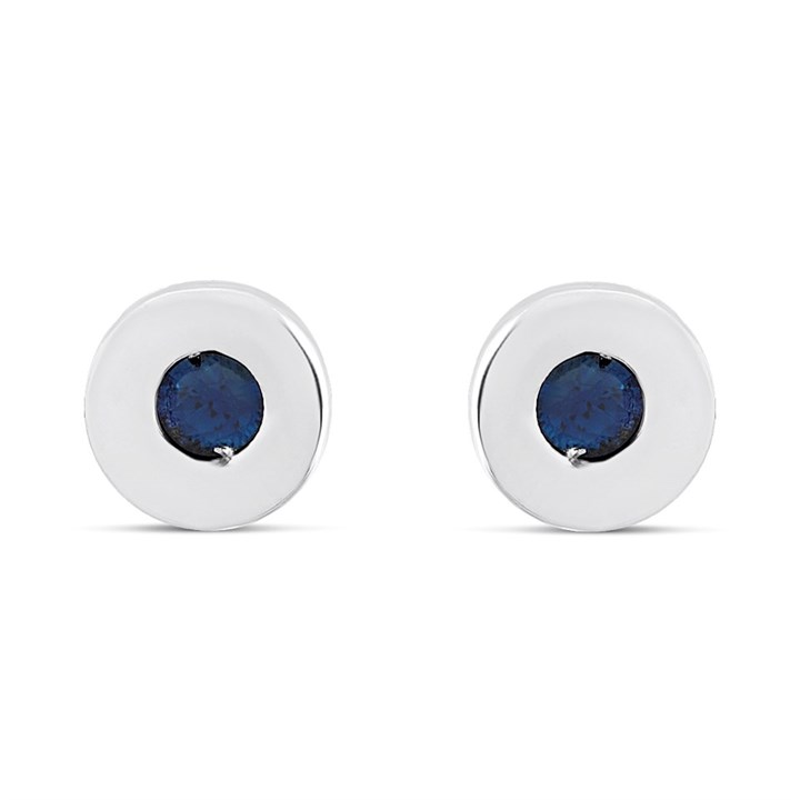 9ct White Gold 4MM Sapphire Rubover Stud Earrings - G04148