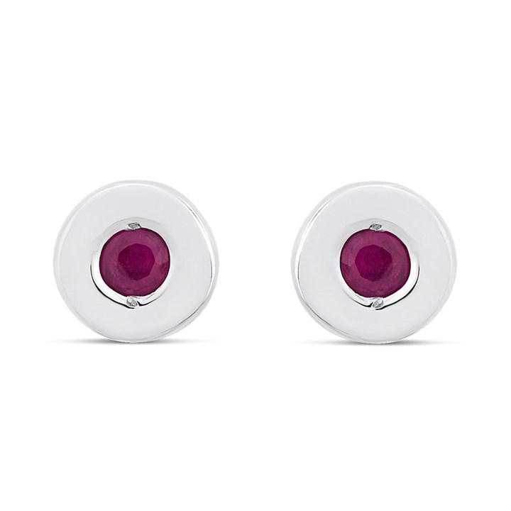 9ct White Gold 4MM Ruby Rubover Stud Earrings - G04149