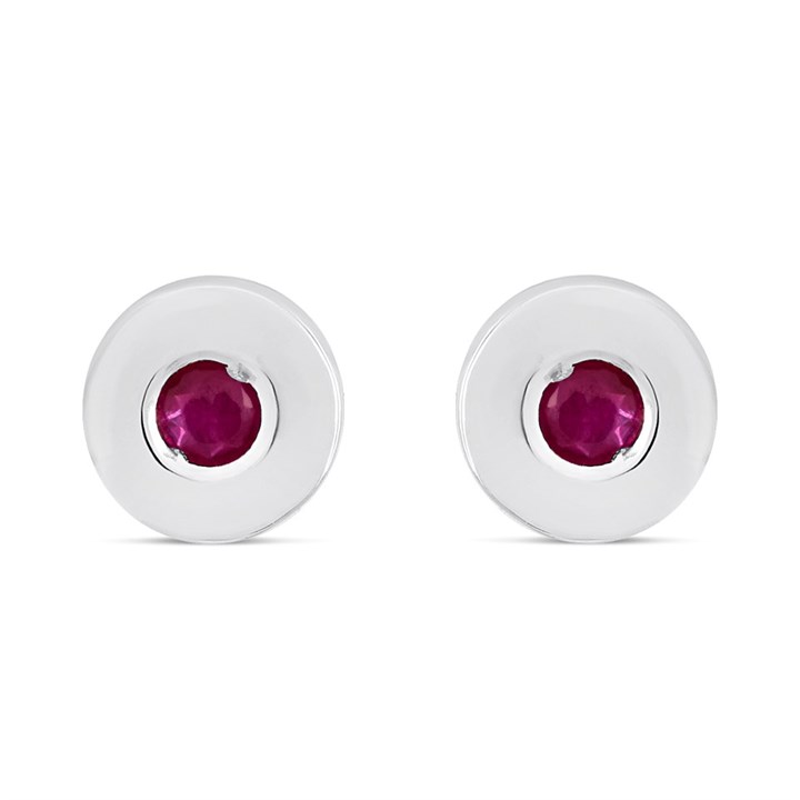 9ct White Gold 5MM Ruby Rubover Stud Earrings - G04152