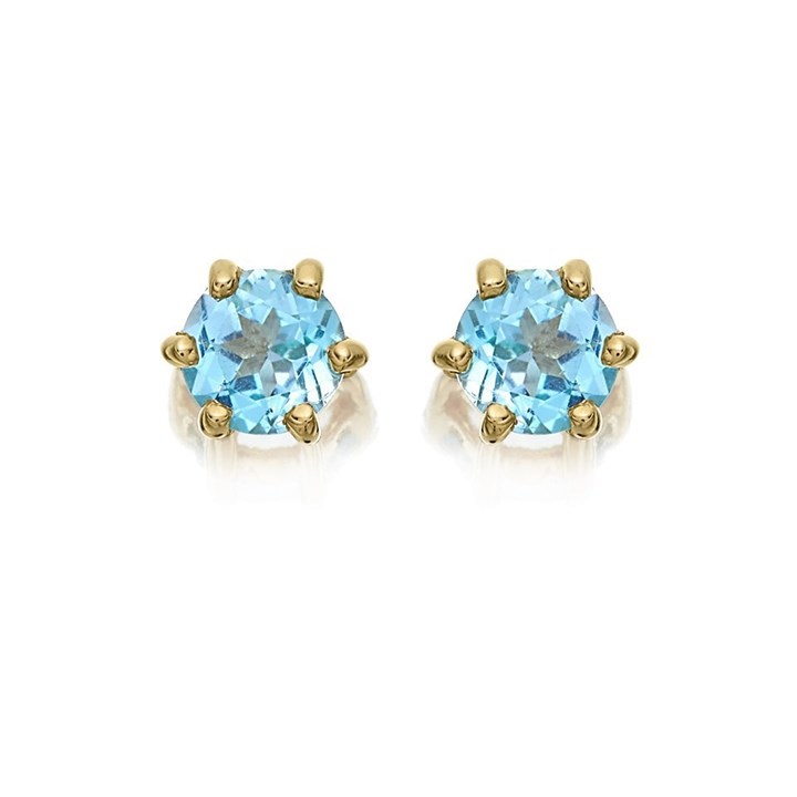 9ct Gold Blue Topaz Stud Earrings - 5mm - G0491