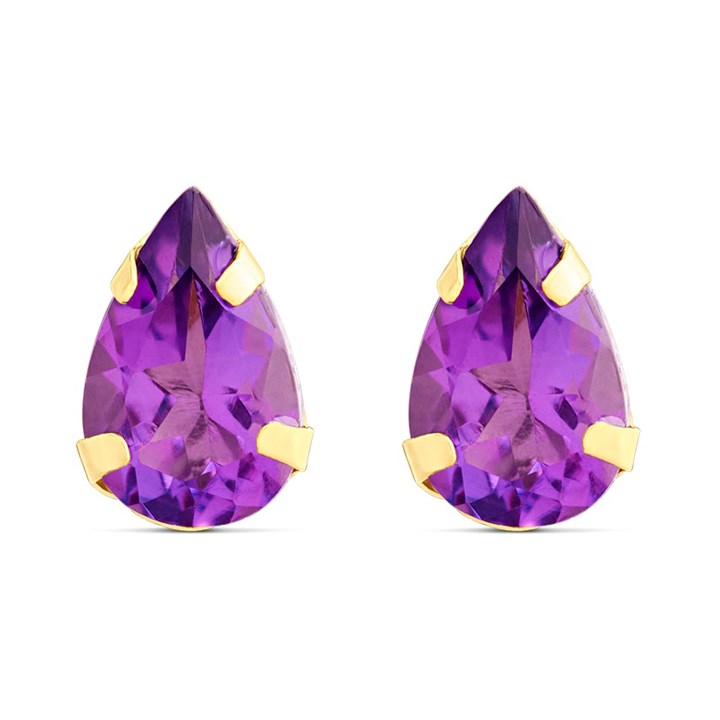 9ct Gold Amethyst Stud Earrings - 6mm - G0499