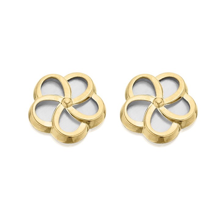 9ct Gold Mother-Of-Pearl Flower Earrings - G0658