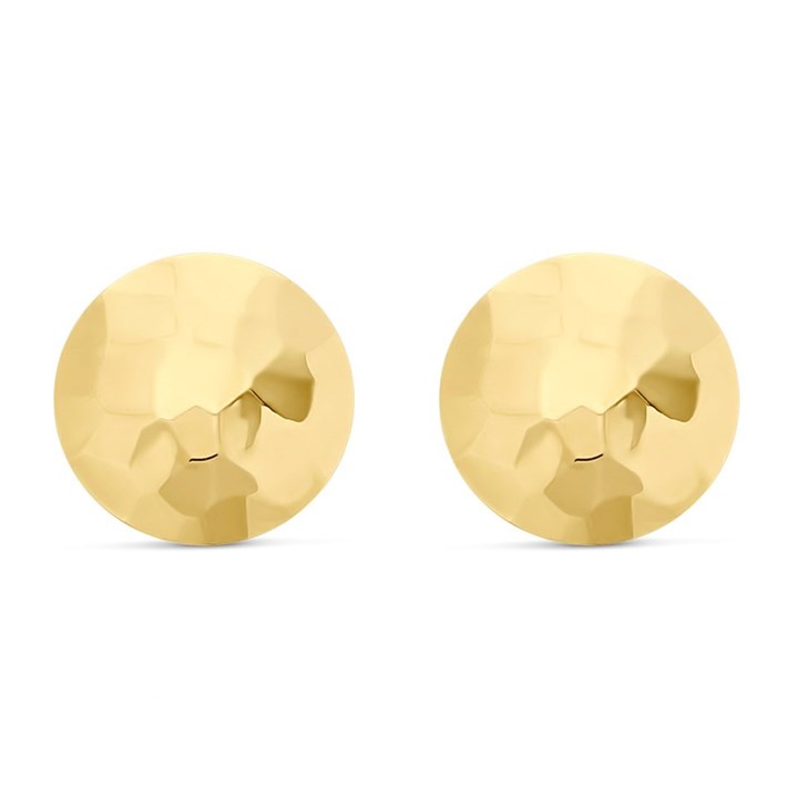 9ct Gold Hammered Effect Round Stud Earrings - 8mm - G0831