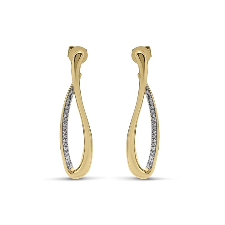 9ct Gold 1/5ct Diamond Infinity Earrings - 38mm drop - G0838