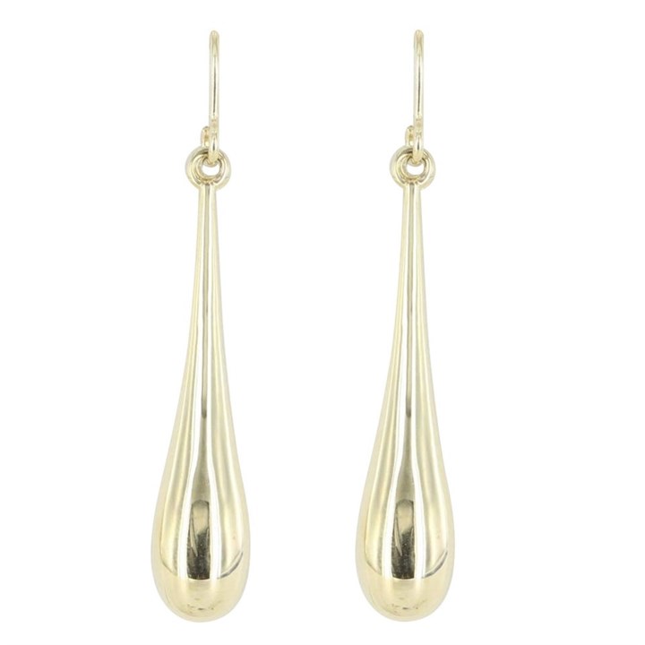 9ct Gold Hook Wire Earrings - 37mm drop - G14102