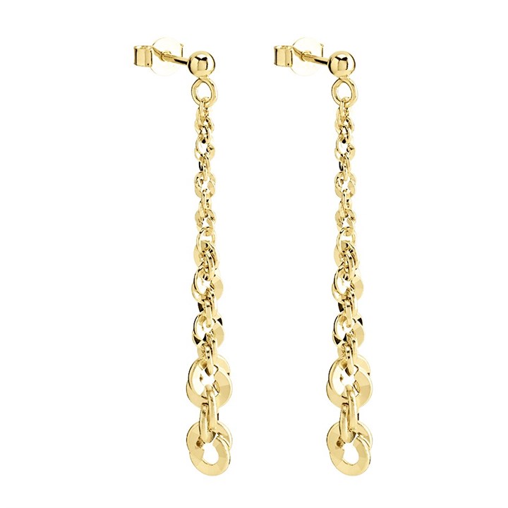 9ct Gold Graduated Chain Drop Earrings - 48mm drop - G14112