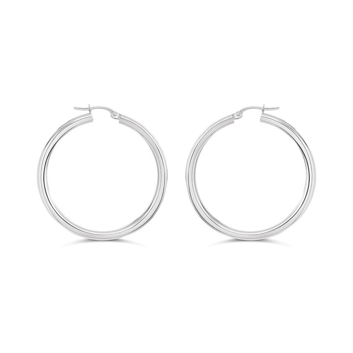 9ct White Gold Hoop Earrings - G2015