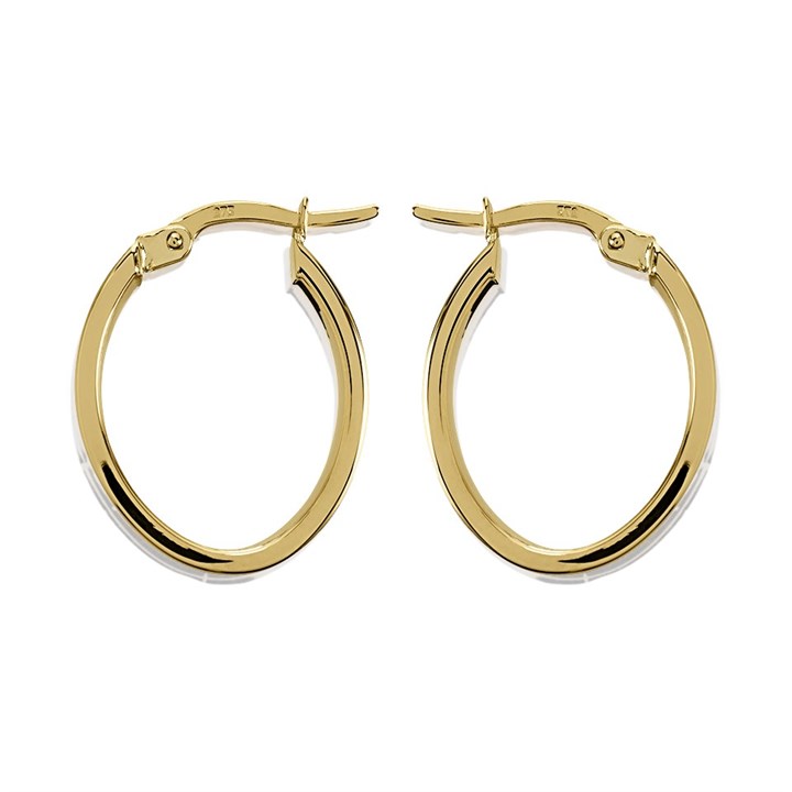 9ct Gold Oval Hoop Earrings - 21mm - G2438