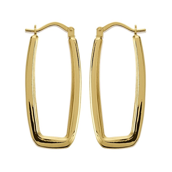 9ct Gold Rectangular Hoop Earrings - 32mm - G2440