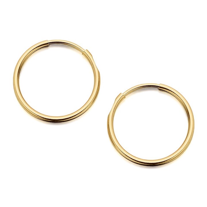 9ct Gold Hoop Earrings - 14mm - G2457