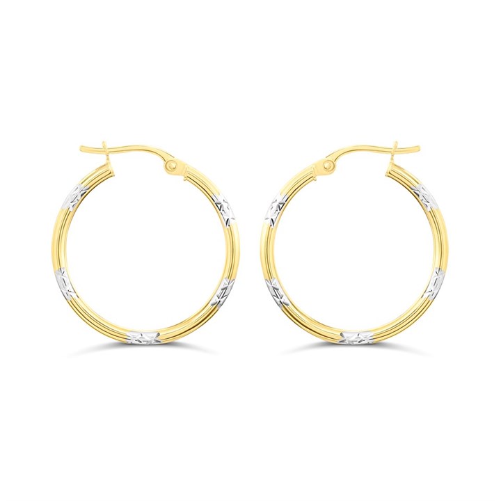 9ct Gold Two Colour Hoop Earrings - G2494