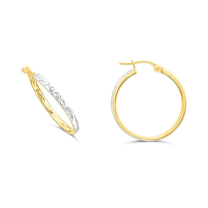 9ct Gold Two Colour Hoop Earrings - G2495
