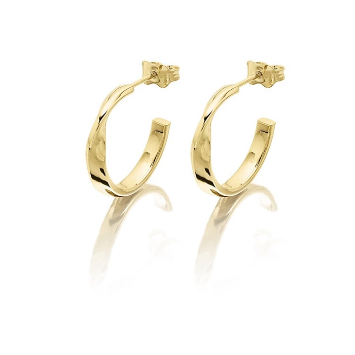 9ct Gold Twisted Hoop Earrings - 18mm - G2607