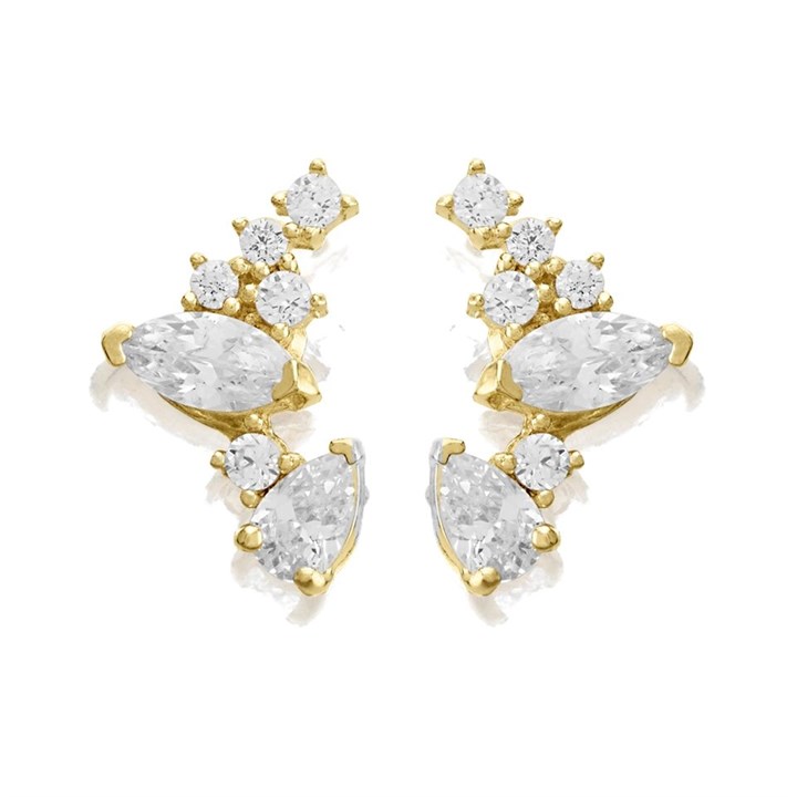 9ct Gold Cubic Zirconia Stud Earrings - 8mm - G27111