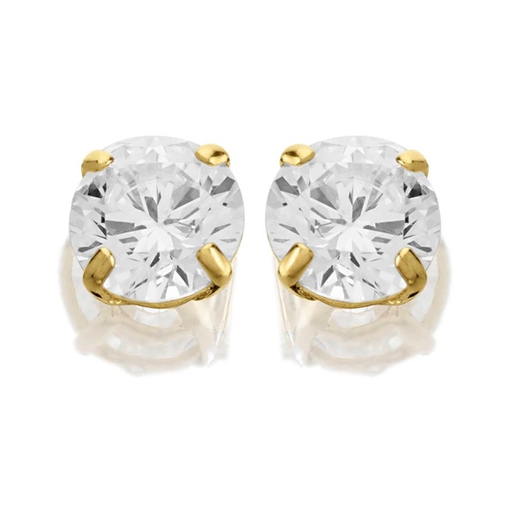 9ct Gold Cubic Zirconia Stud Earrings - 4mm - G27113