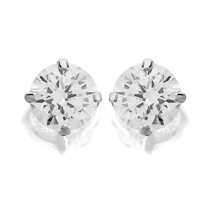9ct White Gold Cubic Zirconia Stud Earrings - 4mm - G27114