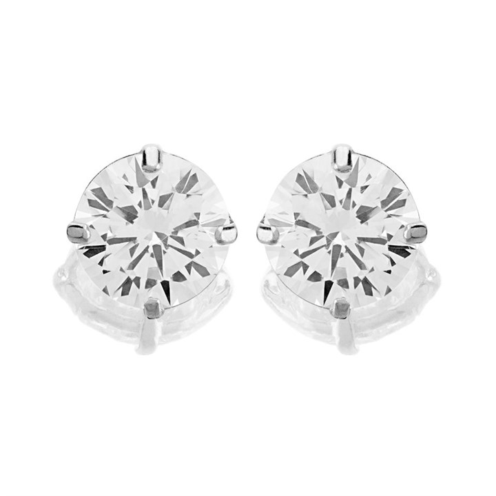 9ct White Gold Cubic Zirconia Stud Earrings - 5mm - G27115