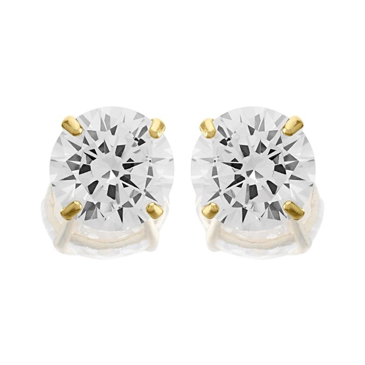 9ct Gold Cubic Zirconia Stud Earrings - 6mm - G27116