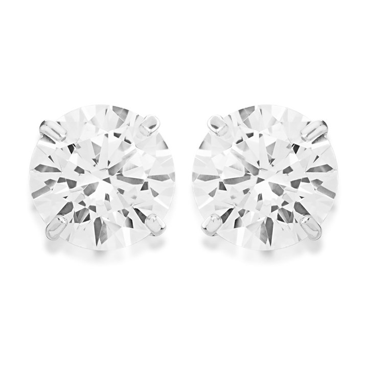 9ct White Gold Cubic Zirconia Stud Earrings - 6mm - G27117