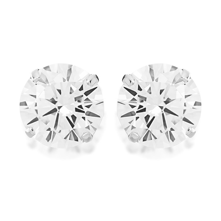 9ct White Gold Cubic Zirconia Stud Earrings - 7mm - G27118