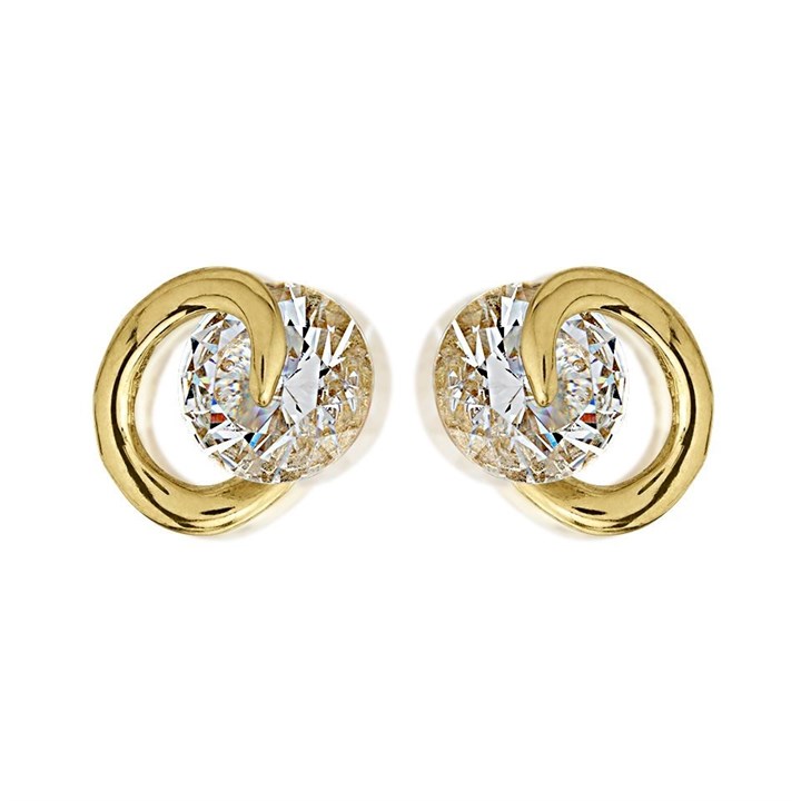 9ct Gold Cubic Zirconia Curl Stud Earrings - 8mm - G27126